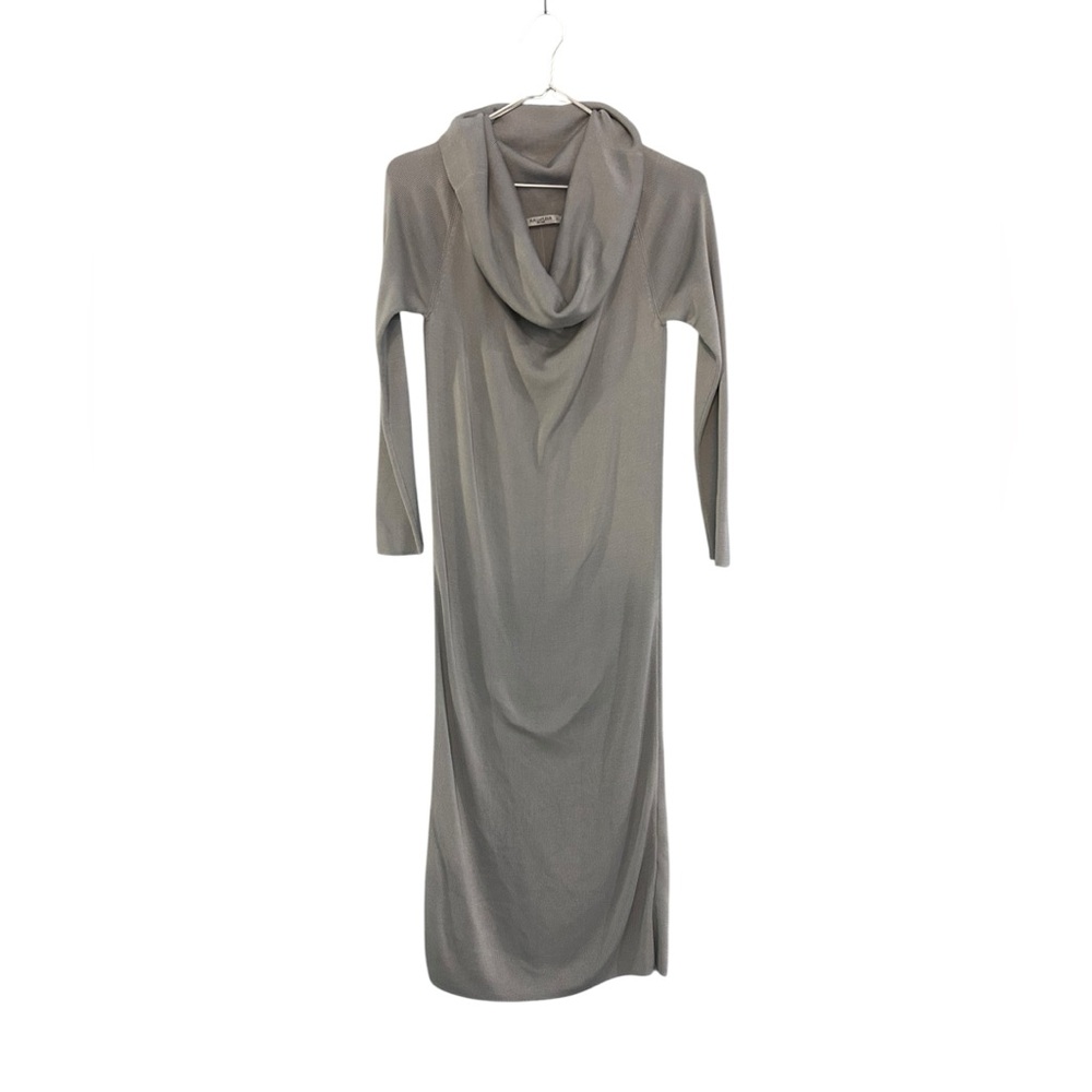 MM Lafleur The Lalita Dress Silver Gray Silk Jersey Knit Midi Slit Dress Small - Picture 3 of 9